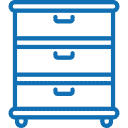 Bright blue painter's toolbox with multiple drawers, ideal for organizing tools and supplies during painting projects at Central Coast Painter Corp.